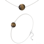 Les Tr&eacute;sors De Lily [R5986] - Parure argent artisanal 'Mineralia' pierre de lune argent&eacute; - 10 et 8 mm (collier & bracelet)