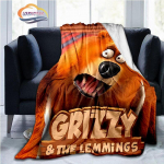 Grizzy and The Lemmings vaikų antklodė Cartoon Bear pelė Flanelė pūkuota antklodė Sofos lova antklodė stovyklavimo antklodė 150x180cm