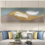&Scaron;iuolaikinės abstrakčios plunksnos auksinės drobės tapyba Plakatai ir spaudiniai Sienų nuotraukos Cuadros Living Room Namų dekoras Be rėmelio 20*40cm