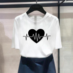 (Azijos dydis) Mados spaudiniai Sweet Love Heart Style tendencija Mieli grafiniai mar&scaron;kinėliai Moteri&scaron;ki laisvalaikio T drabužiai Laisvalaikiai moteri&scaron;ki mar&scaron;kinėliai trumpomis rankovėmis S