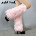 Moterų Lolita Rave Fluffies Dirbtinio kailio kojų &scaron;ildytuvai &Scaron;ildantys pėdų rankovių batų užvalkalai Žieminiai Harajuku 15cm &scaron;viesiai rausvos spalvos