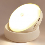 Led judesio jutiklis naktinis ap&scaron;vietimas USB apvali įkrovimo lempa miegamojo koridoriaus namų vonios kambariui Charging warm light