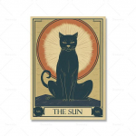 Saulės mėnulio mylėtojas magas Tarot Katė Bohemijos sienų menas Aliejinis paveikslas Raganos meilužis dovanų spausdinimas ir plakatas 21cm&times;30cm NoFrame