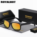 RoyalHot Vyrai Moteri&scaron;ki poliarizuoti retro kvadratiniai akiniai nuo saulės vairuojantys akiniai nuo saulės Akiniai &scaron;e&scaron;ėliai Oculos Masculino oranžinė