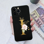 Apple iPhone 13 14 15 Pro Max X XS XR SE telefono dėklo dangtelis skystas mink&scaron;tas matinis silikonas, atsparus smūgiams, gėlių raidės iPhone korpuso buferiui iPhone SE