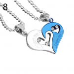 2 vnt. / rinkinys I Love You su kalnų kri&scaron;toliniu akmeniu, tinkantis prie &scaron;irdies pakabuko, poros karoliai 8#