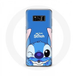 Coque pour Samsung Galaxy S8 plus Stitch mignon fond bleu