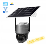 Mažo energijos suvartojimo saulės HD fotoaparatas, vieno / dviejų objektyvų naktinio matymo visos spalvos WIFI / 4G nuotolinio stebėjimo apsaugos kamera
