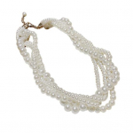 Kelių sluoksnių sukraunamas karoliai Twist dirbtiniai perlai Choker karoliai Paprasta megztinio grandinėlė papuo&scaron;alų dovana balta