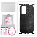 apgo Protective Skin Sticker for the back+sides compatible with Xiaomi 12 Pro, Full Wrap Film, Foil, Vinyl - Pattern Black Leather