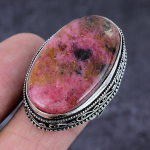 Natural Rhodonite Gemstone Handmade 925 Sterling Silver Jewelry Ring Size 7 q7j51
