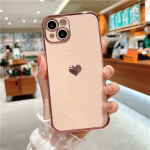 Prabangus padengtas dėklas su meilės &scaron;irdelės dizainu iPhone 14 13 12Mini 11 Pro X XR XS Max 7 8 Plus SE SE mink&scaron;tas galvanizuotas buferio dangtelis For iPhone 12 Mini