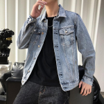 Japoni&scaron;ka Harajuku vyri&scaron;ka siaura retro džinsinė striukė vir&scaron;us kasdieni&scaron;ka korėjieti&scaron;ka versija L mėlyna