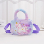 Vienaragio rankinės dovana, Vienaragio rankinės papuo&scaron;alų rinkinys, Unicorn vaiki&scaron;kų papuo&scaron;alų karolių apyrankė, žiedas, plaukų segtukas, mažos mergaitės vaidmenų žaidimas violetinė