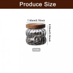 Dryžuotas stiklinis sandarus stiklainis su dangteliu virtuvės maisto indelis moliūgo formos laikymo butelis arbatos kavos pupelės grūdai saldainių indeliai 350ML balta