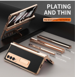 Su ra&scaron;ikliu padengtas magnetinis odinis dėklas, skirtas Samsung Galaxy Z Fold 6 5 4 360 viso ekrano apsauga, stovinčio telefono dangtelio sulankstymas 3 2 For Galaxy Z Fold 4 juoda