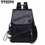 Naujos mados moteri&scaron;ka odinė kuprinė moterims, vientisos spalvos krep&scaron;ys, moteri&scaron;kos mink&scaron;tos kuprinės, Mochilas 36cm*25cm*15cm juoda