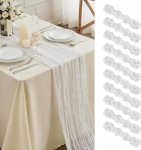 10 vnt. marlės stalo takelis, kaimi&scaron;kas takelis vestuvių dekorui, arkos drapiravimas, nuotakos, kūdikio sutiktuvių, gimtadienio, &scaron;ventės vakarėliui 90X180cm balta