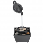 Arbatinukas Vandens Fontanas Ornamentas USB 5V Baterijos Maitinimo &Scaron;altinis Stalo Dekoracija Imituojamas Krioklys Su LED &Scaron;viesomis Ir Akmenukais juoda