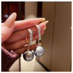 Naujos mados korėjieti&scaron;ki Bling Pearl Drop Dangle auskarai moterims Merginoms Prabangūs blizgantys cirkoniai vestuviniai auskarai papuo&scaron;alai Dovana balta
