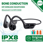 IPX8 vandeniui atsparus kaulinis laidumas belaidės ausinės Bluetooth 5.4+32GB RAM MP3 grotuvas HIFI muzikos sportinės plaukimo ausinės su mikrofonu Black 32GB