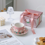 &bdquo;Ins Style&ldquo; kūrybingas kavos puodelio ir lėk&scaron;tės rinkinys Keraminių tulpių ra&scaron;tas Pusryčiai Pienas Popietės arbatos puodelis Laikas Pora Mylėtojo Dovana Tazas