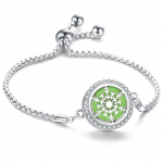 Deimantais inkrustuota titano plieno tu&scaron;čiavidurė atidaroma aliejaus apyrankė, Gyvybės medis, reguliuojamo dydžio kvepalų apyrankė One Size