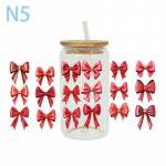 3D UV DTF perkėlimų apvyniojimas vandeniui atsparus, aliejui atsparus lipdukai 16Oz puodelio įvyniojimai Gražūs lankeliai, atspausdinti &bdquo;pasidaryk pats&ldquo; stikliniams buteliams, kavos puodeliams N2