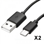 Cable USB-C pour OnePlus 10 Pro - OnePlus 9 - OnePlus 9 Pro - OnePlus 8 - OnePlus 8T - OnePlus 7T - Noir 1 M&egrave;tre [LOT 2] Phonillico&reg;
