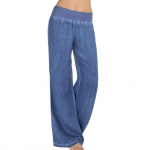 Moteri&scaron;kos laisvalaikio auk&scaron;to juosmens elastingumo džinsinės plačios kelnės Palazzo Pants Jeans Kelnės 3XL