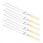 Nerūdijančio plieno kepsninės ie&scaron;meliai Dvi&scaron;akiai BBQ ie&scaron;meliai 36cm Kempingo grilio &scaron;akutės su medine rankena vi&scaron;čiukai krevetės kebabai 20PCS