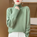 Moteri&scaron;kas ka&scaron;myro megztinis Qinghe ka&scaron;myras 30% ka&scaron;myras 70% vilna &scaron;iltas ir madingas universalus rudeniui ir žiemai L tamsiai alyvuogių žalios spalvos