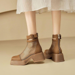 Bateliai Tinklelis Trumpi Batai Moteriai Storas Platformos Avalynė Juodi Sandalai Moteri&scaron;ki Ankle Boots Patogūs ir Eleganti&scaron;ki Rudens PU 35