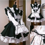 Moterų tarnaitės apranga Lolita Cosplay Mielas Seksualus Erotinis Kawaii Kavinės kostiumas Juoda Balta Vyri&scaron;ka uniforma Prijuostės suknelė Mielas XL juoda