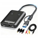 VHS į skaitmeninį konverteris RCA į HDMI USB vaizdo įra&scaron;ymo plok&scaron;tė Skaitmeninis adapteris analoginiams įrenginiams Elektroninis įrenginys senų prisiminimų i&scaron;saugojimui ant pilka spalva