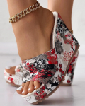 Moteri&scaron;ki Batai Madingi Batai Laisvalaikiai Flip Flops Vasaros senoviniai gėlių ra&scaron;tai Peep Toe Plei&scaron;tinės &scaron;lepetės 36