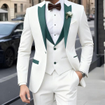 Madingi rudi vyri&scaron;ki kostiumai 3 dalys Vienaeilis Peak atlapas Slim Fit Striukė Kelnės Liemenė Pilni komplektai Drabužiai (Striukė Liemenė Kelnės) S balta