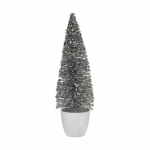 Sapin de No&euml;l - Argent&eacute; et Blanc - Plastique - Taille Moyenne 10 x 33 x 10 cm - Int&eacute;rieur balta