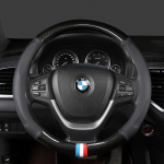Automobilių anglies pluo&scaron;to odiniai vairo dangteliai 38 cm, skirti BMW F01 F06 F30 F10 F15 F16 F20 F21 F25 automobiliui 2