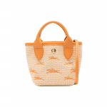 Longchamp Le Panier Pliage Logotipas Siuvinėtas Nuimamas Peties Dirželis &Scaron;iaudų Tekstūros Drobė Mini Peties Crossbody Rankinė Moteri&scaron;ki krep&scaron;iai 10206HCF222 Shopping Bag (Basic Set+Shopping Bag)