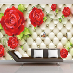 Klasikiniai fototapetai 3D įspaustas mink&scaron;tas paketas raudona rožė graži gėlių freska svetainė namų dekoras freska 200 cm(W) x 140 cm(H)