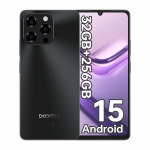 DOOGEE Note58PRO I&scaron;manusis telefonas Android 15, 32(8+24) GB+256GB/2TB TF Mobilusis telefonas, 6.75 HD+ 90Hz, 6250mAh, 16MP+8MP Mobilusis telefonas atrakintas, 4G dviejų SIM kortelių juoda