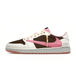 Jordan x Travis Scott Air Jordan 1 Juodi Rožiniai Kabliukas Amortizacija Neslystantis Žemi Batai Derliaus Krep&scaron;inio Batai Unisex DZ4137-700(Komanda1946-) 35.5