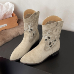 Nauji moteri&scaron;ki prabangūs vakarieti&scaron;ki kauboji&scaron;ki batai, siuvinėti, tu&scaron;čiaviduriai, moteri&scaron;ki batai su storu kulnu, riterio batai, retro, kasdieniai, senoviniai trumpi batai 35