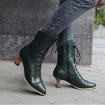 Smailūs lace-up moteri&scaron;ki batai 5,5 cm kulniuku Rudens Žiemos moteri&scaron;ki batai Trumpi batai Moteri&scaron;ki ankle boots 38EU/CN39 žalia