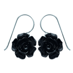 Les Tr&eacute;sors De Lily [J4401] - Boucles Argent 'Rose Noire' noir argent&eacute; (r&eacute;sine) - 13 mm