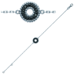 Les Tr&eacute;sors De Lily [K1862] - Bracelet Argent 'D&eacute;esse' noir argent&eacute; (rhodi&eacute;) - 12 mm