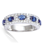 Bague Argent 'Celestina' bleu saphir argent&eacute; (rhodi&eacute;) - 7 mm