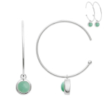 Les Tr&eacute;sors De Lily [Q6683] - Cr&eacute;oles Argent 'Cl&eacute;opatra' vert aventurine argent&eacute; (rhodi&eacute;) - 30 mm- 8 mm