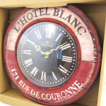 Les Tr&eacute;sors De Lily [M7776] - Horloge m&eacute;tal 'Terroir Fran&ccedil;ais' l'Hotel blanc (24 cm)